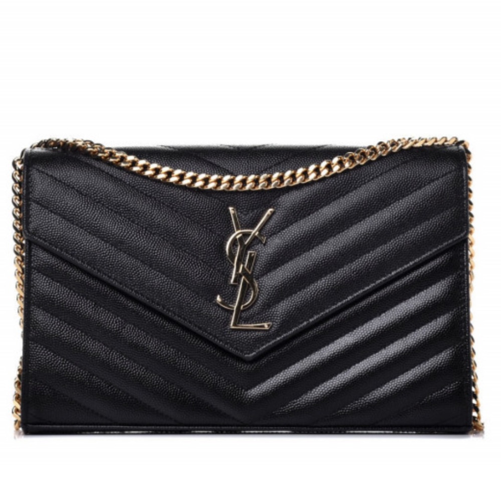 Grain De Poudre Matelasse Chevron Monogram Chain Wallet